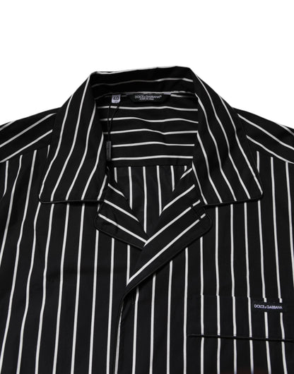 Black White Stripes Cotton Men Pajama Set Sleepwear