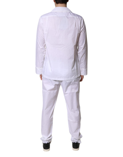 White Cotton Shirt Pants Pajama Set Sleepwear