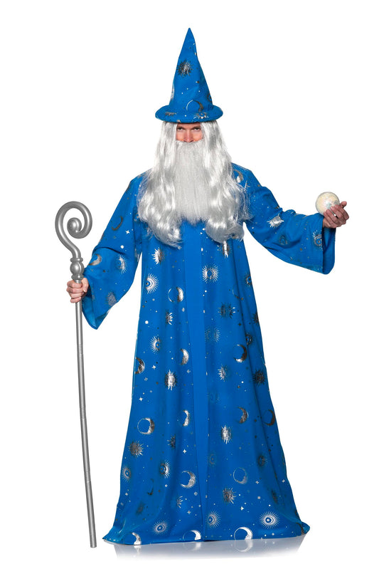 Blue Celestial Wizard Robe & Hat Adult Costume | XX-Large