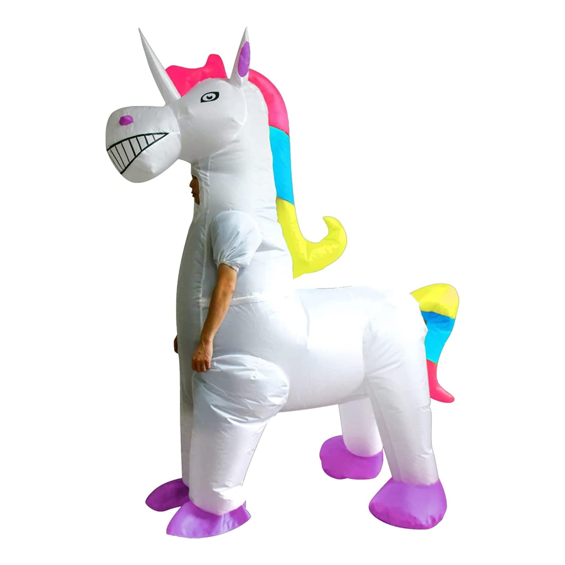 Magical White 4 Legged Unicorn Inflatable Adult Costume