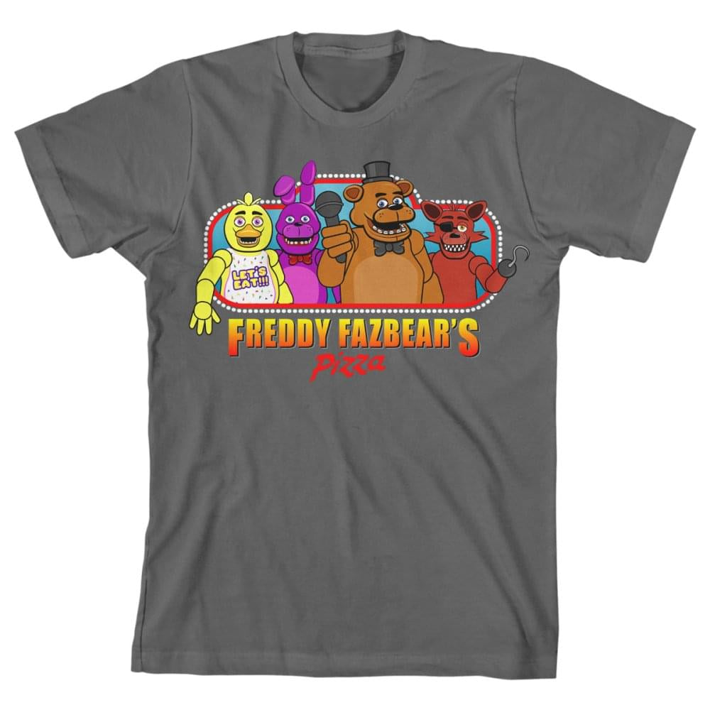 Five Nights at Freddy's "Fazbear's Pizza" Boy's Gray T-Shirt: Medium