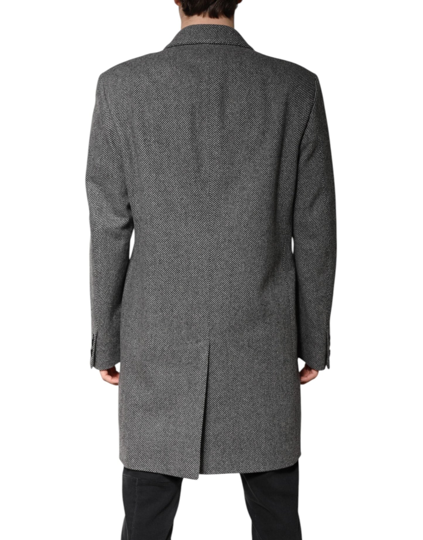 Gray Wool Single Breasted Trench Coat Jacket