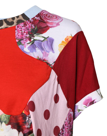 Multicolor Patchwork Short Sleeve Blouse Top