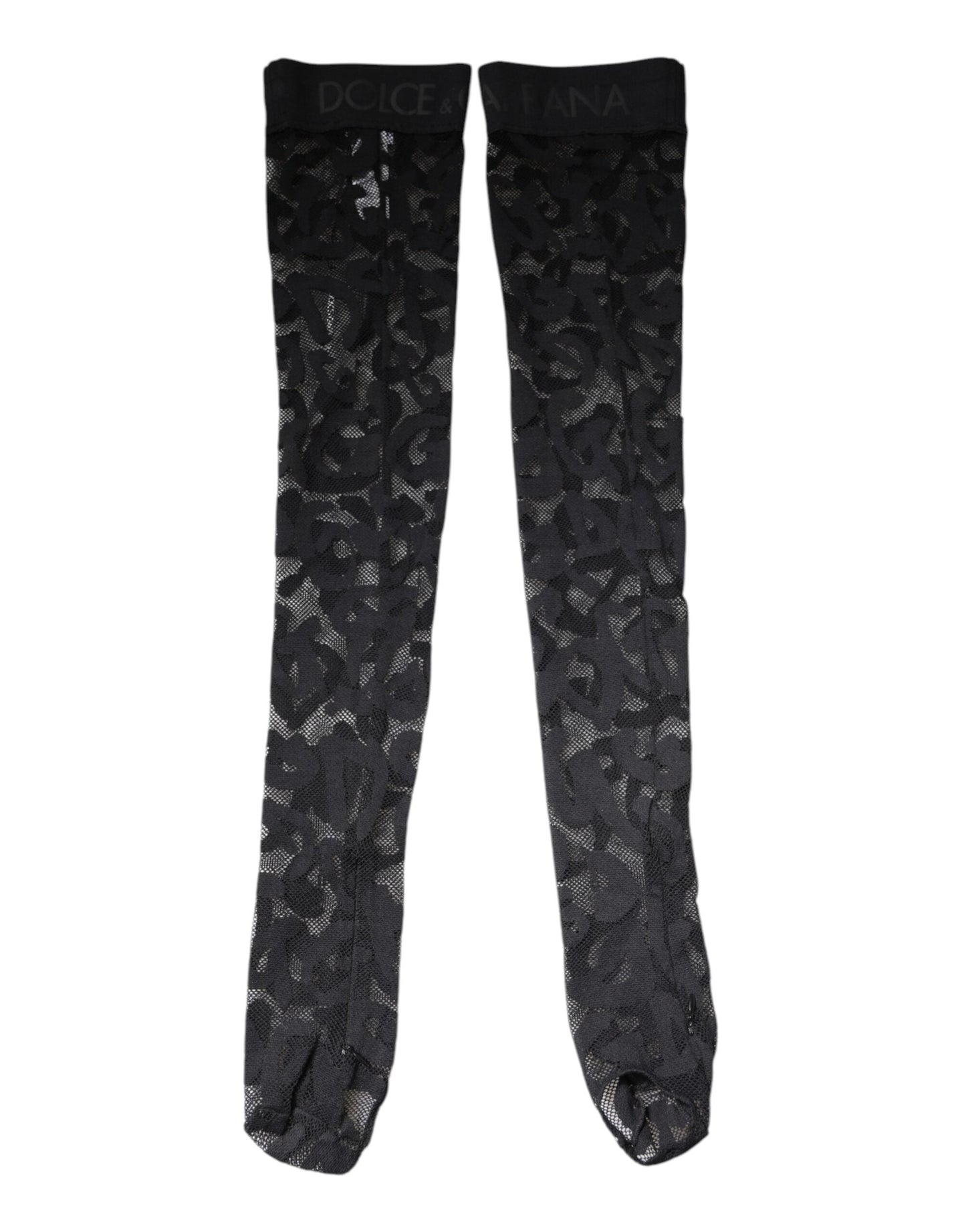 Black Floral Lace Cotton Stretch Stockings Socks