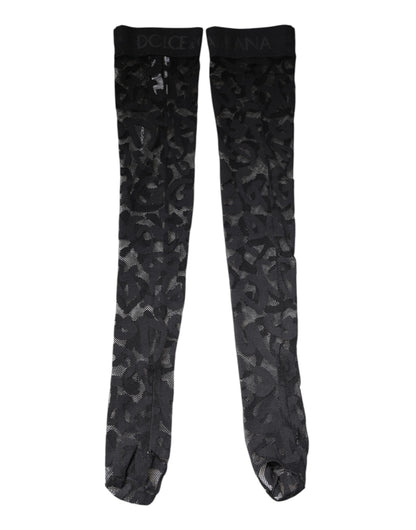 Black Floral Lace Cotton Stretch Stockings Socks