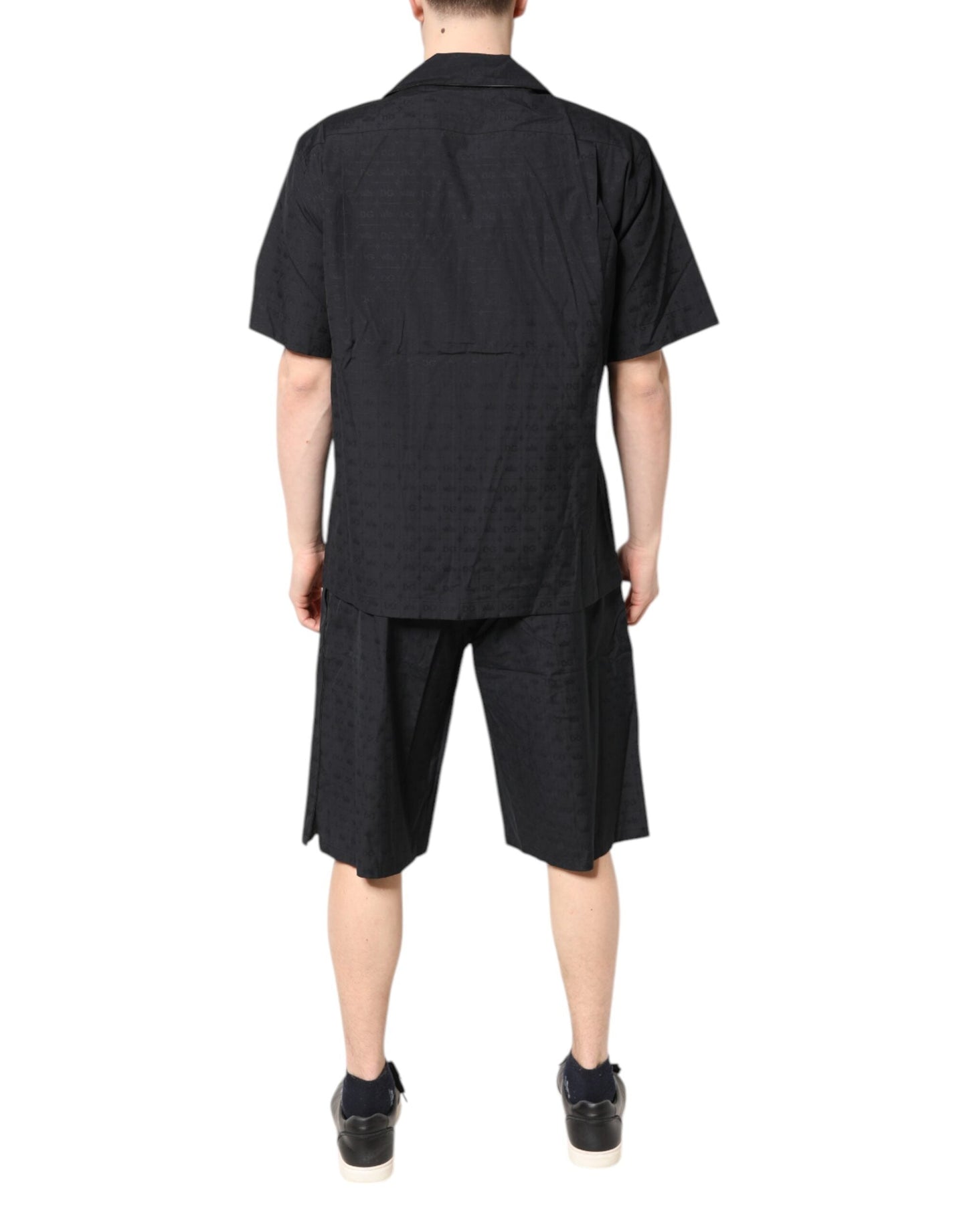 Black Cotton Men Pajama Set Sleepwear