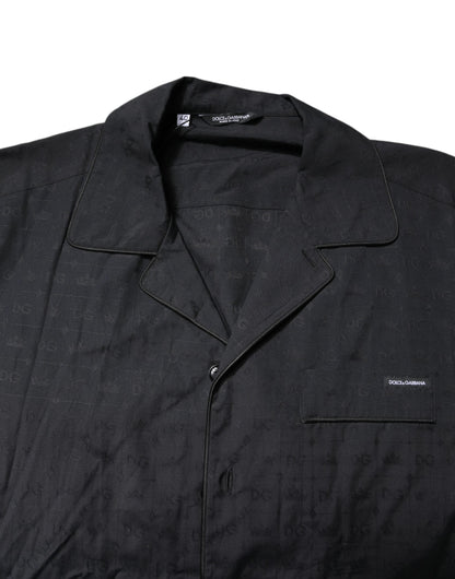 Black Cotton Men Pajama Set Sleepwear