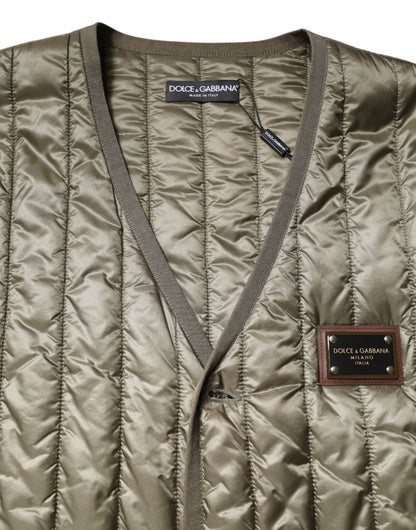Brown Logo Plaque Quilted Vest Jacket