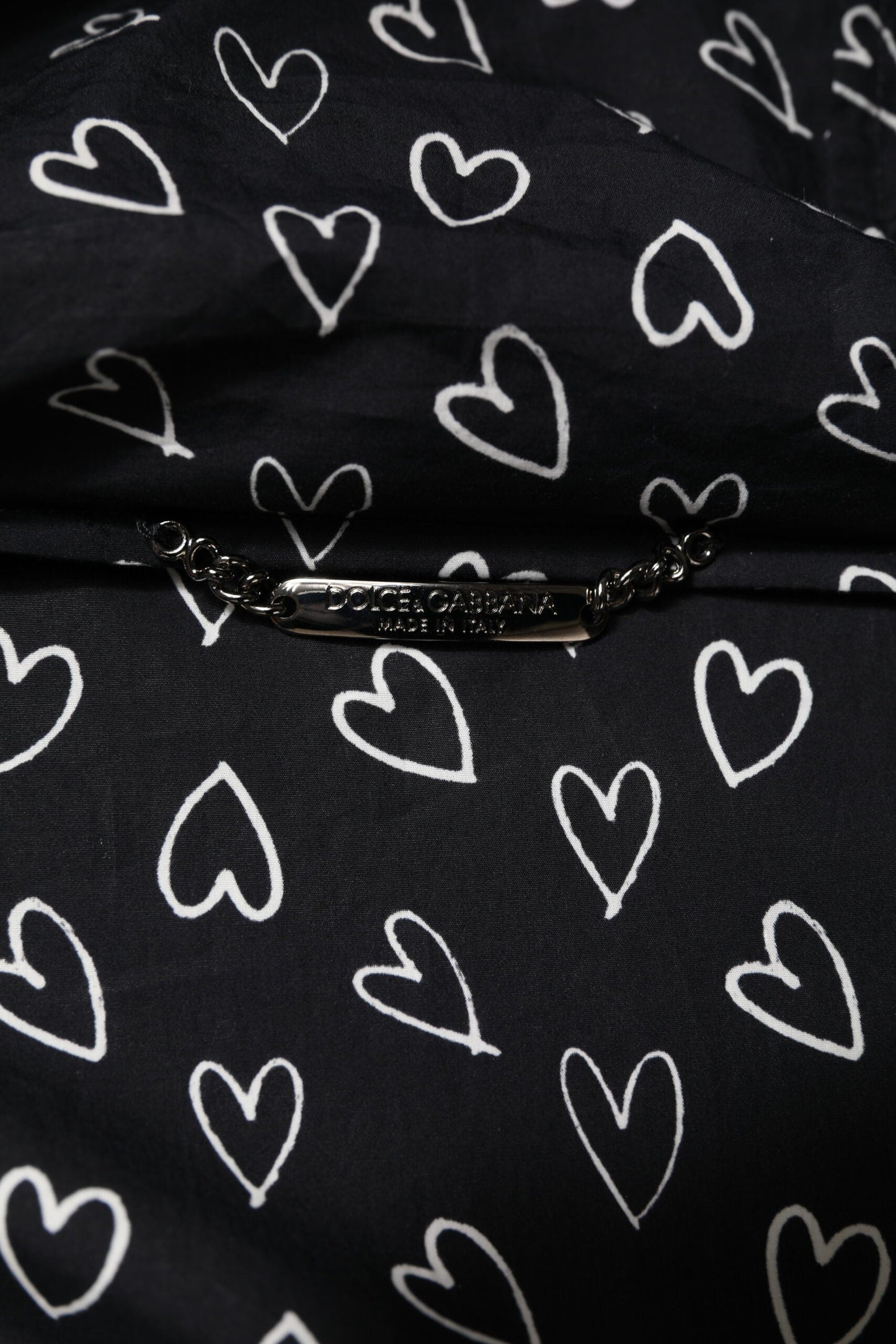 Black Heart Print Hooded Windbreaker Jacket