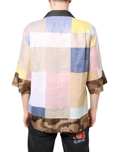 Multicolor Patchwork Short Sleeve Shirt