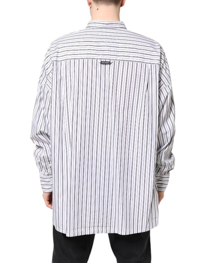 White Black Stripe Button Down Casual Shirt