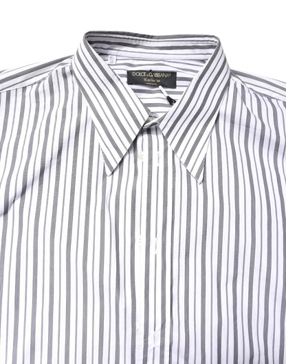 White Black Stripe Button Down Casual Shirt