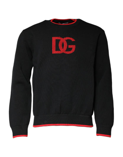 Black Nylon DGLogo Knit Men Pullover Sweater