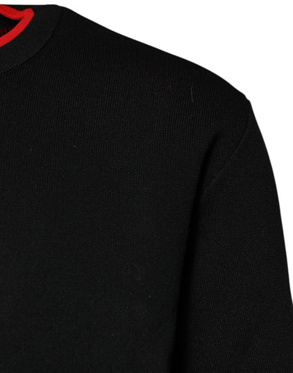 Black Nylon DGLogo Knit Men Pullover Sweater