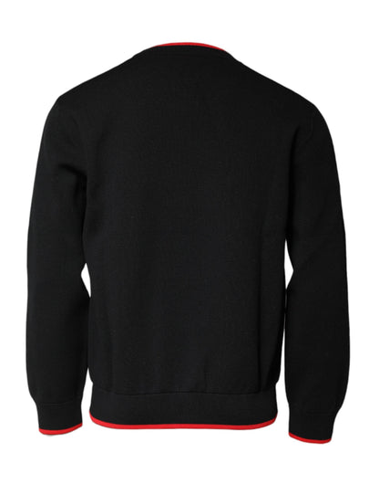 Black Nylon DGLogo Knit Men Pullover Sweater