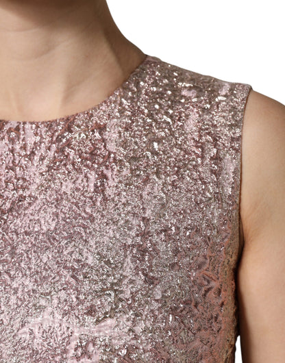 Pink Jacquard Sleeveless Sheath Mini Dress