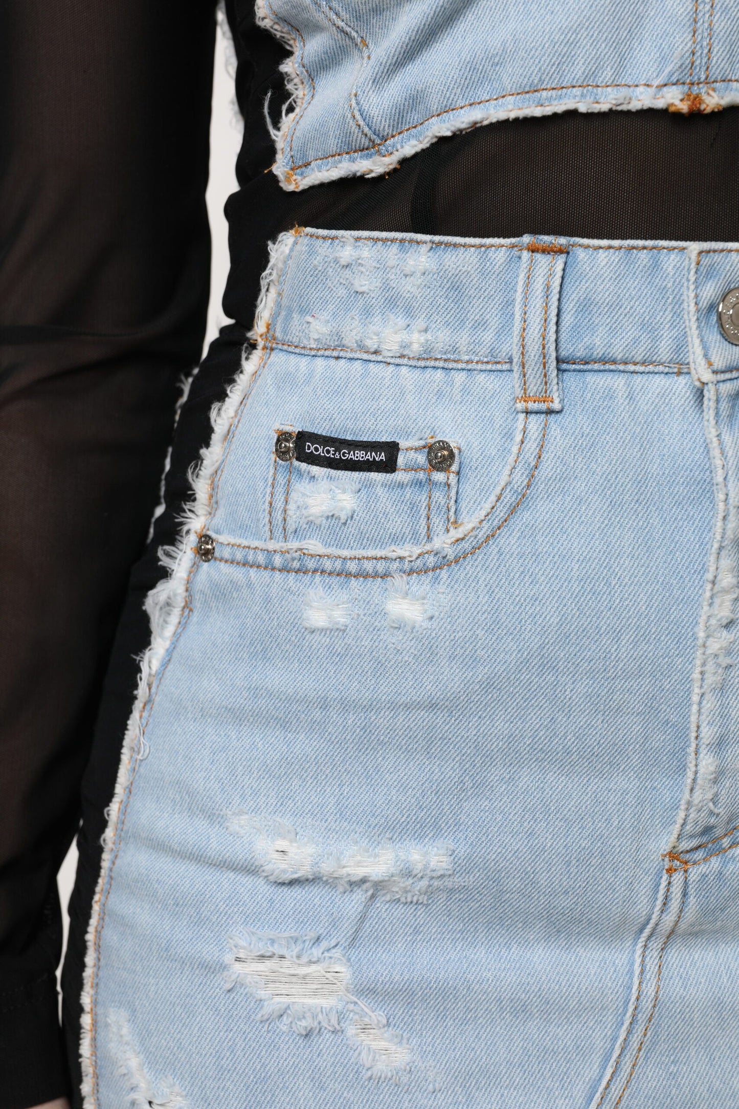 Black Blue Long Sleeves Denim Mini Dress