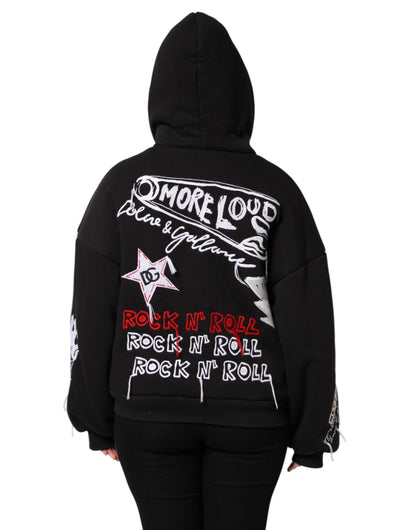 Black Embroidered Full Zip Hooded Jacket