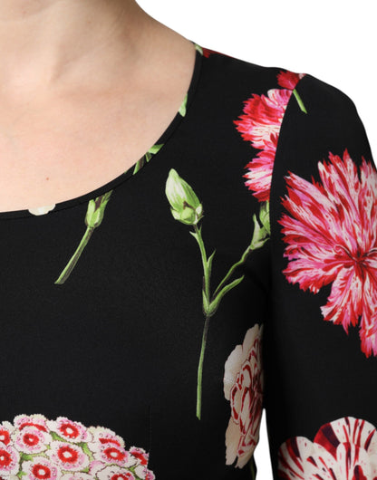Black Floral Long Sleeve Women Blouse Top