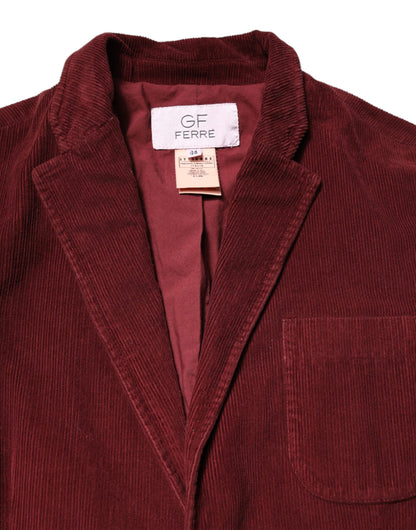 Maroon Corduroy Regular Fit Men Coat Blazer Jacket