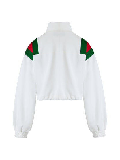 White Polyester Logo Sweatshirt
