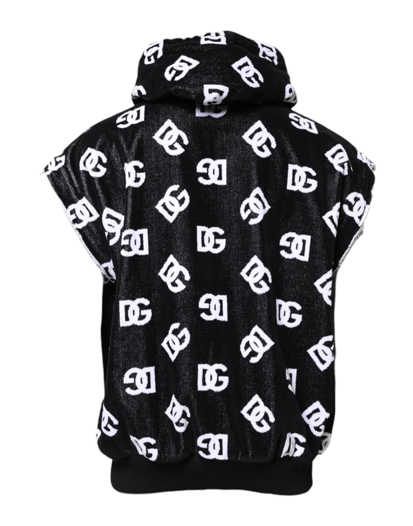Black DG Cotton Hooded Sleeveless Sweater