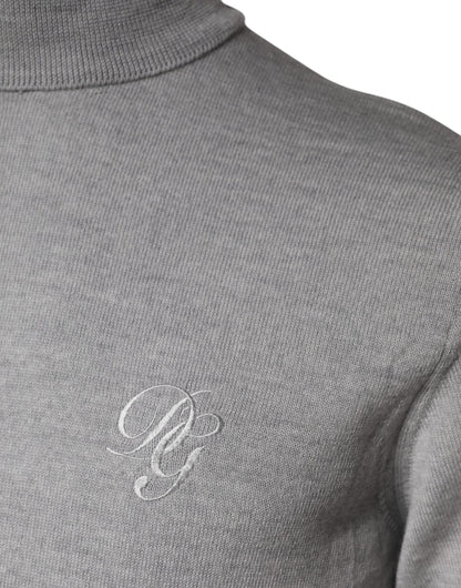 Gray Wool Knitted Men Pullover Sweater