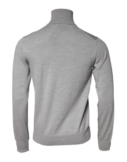 Gray Wool Knitted Men Pullover Sweater