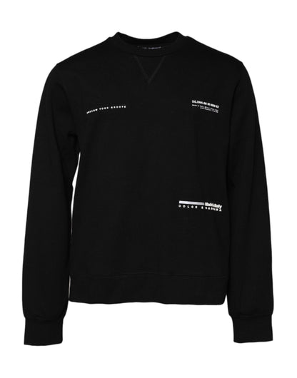 Black Cotton Logo Knitted Pullover Sweater