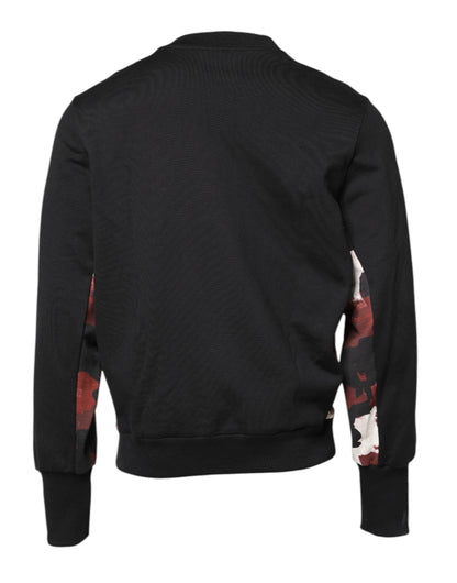 Black Embroidered Crew Neck Pullover Sweater