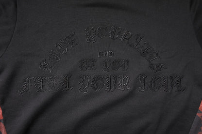 Black Embroidered Crew Neck Pullover Sweater