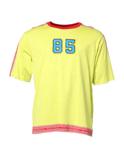 Green Cotton 85 Patch Crew Neck T-shirt