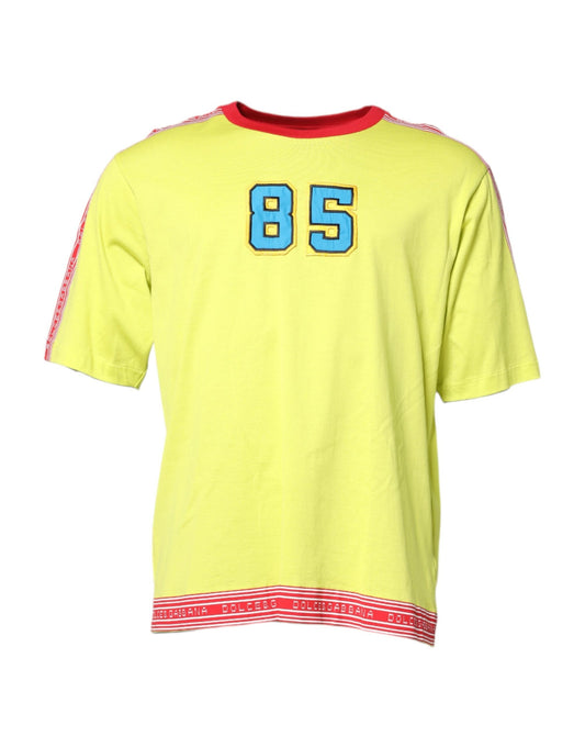 Green Cotton 85 Patch Crew Neck T-shirt
