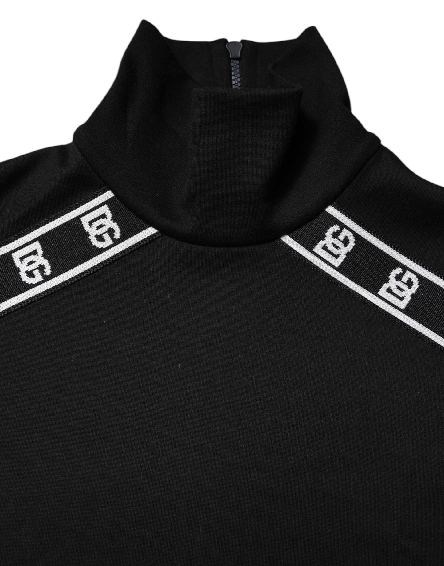 Black Cotton DG Print Turtleneck T-shirt