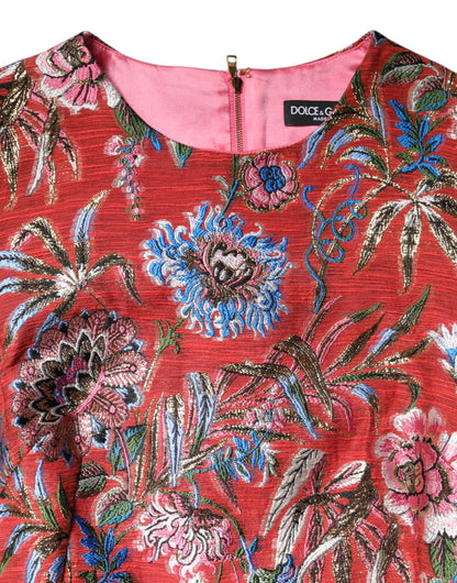 Red Floral Jacquard A-line Mini Dress