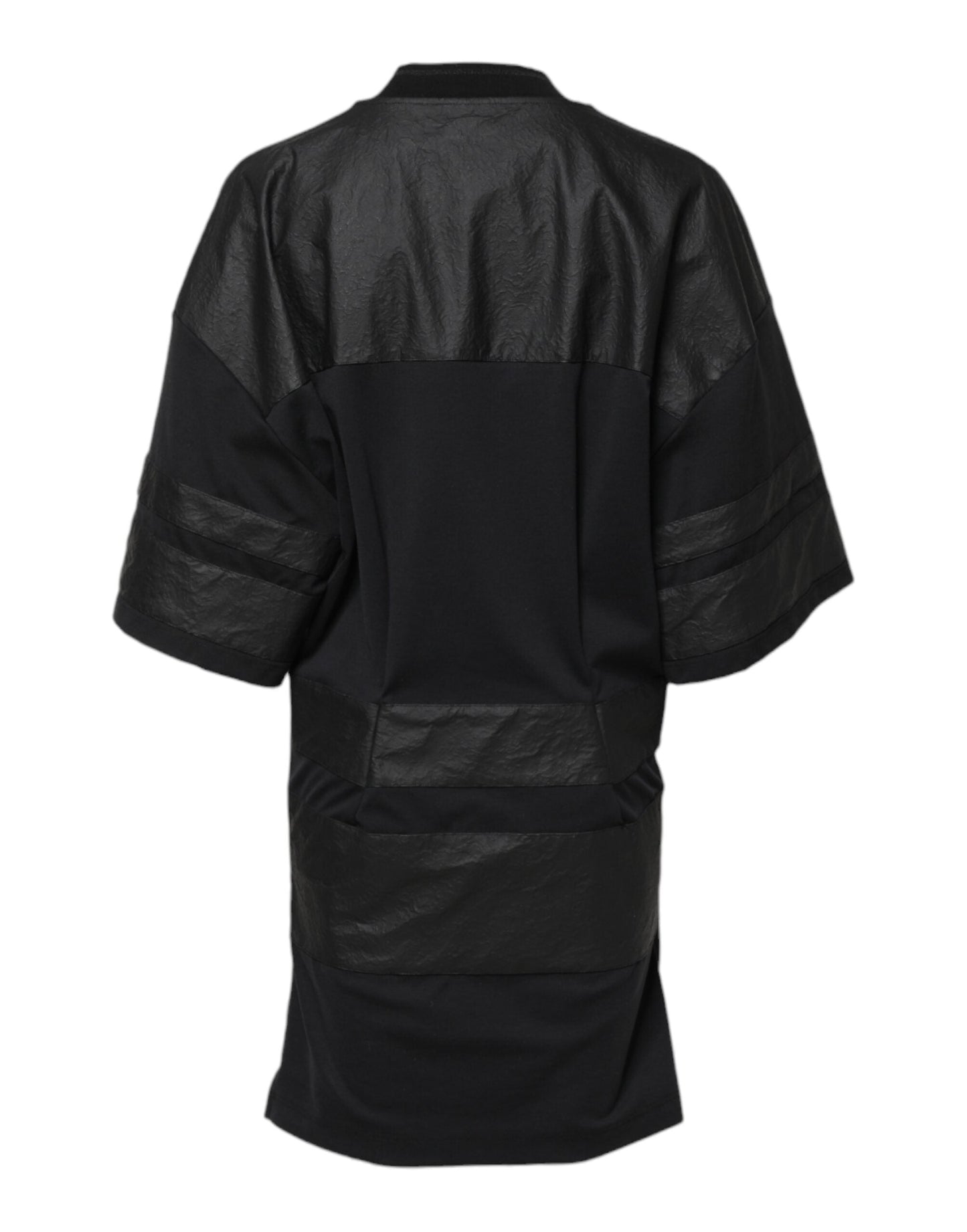 Black Cotton Short Sleeves V-neck T-shirt