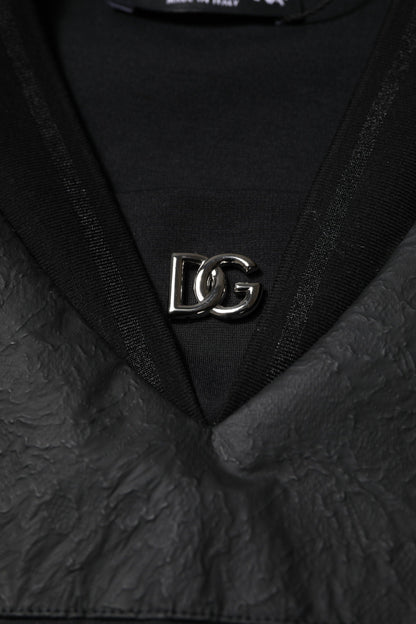 Black Cotton Short Sleeves V-neck T-shirt