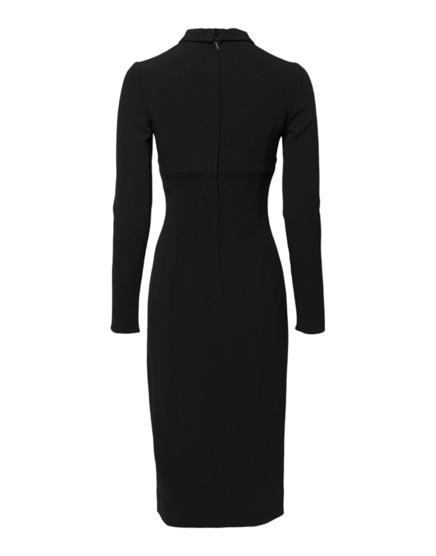 Black Long Sleeves Bodycon Sheath Midi Dress