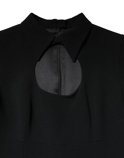 Black Long Sleeves Bodycon Sheath Midi Dress