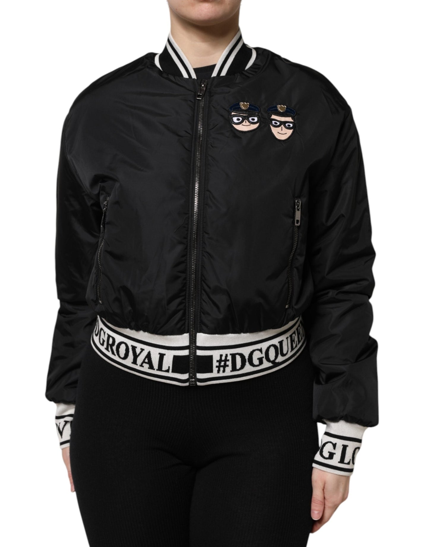 Black Nylon #DGFamily Full Zip Bomber Jacket