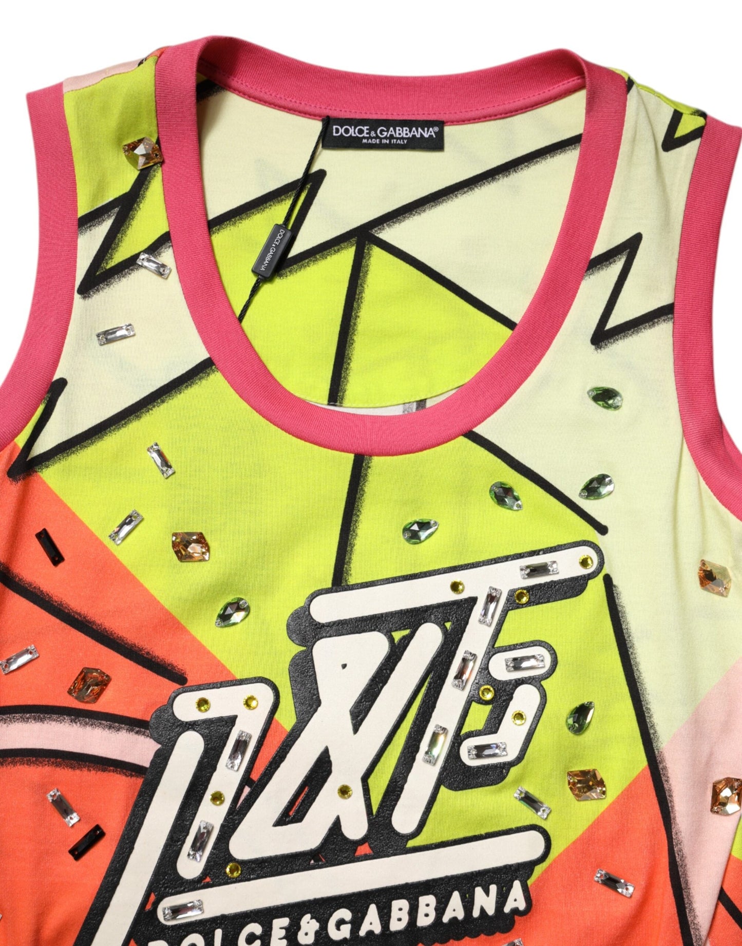 Multicolor Printed Crystal Embellishment Top