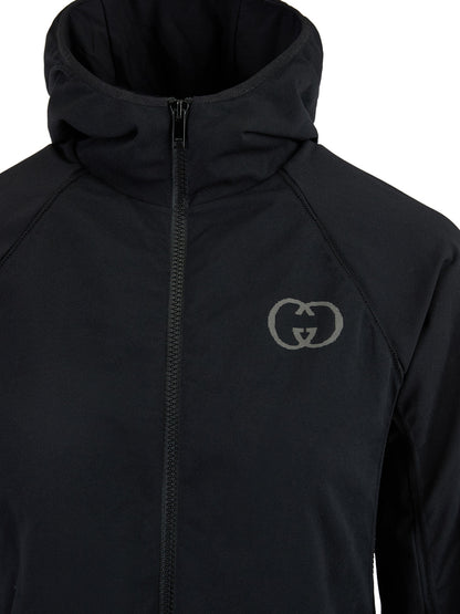 Black Polyamide Hoodie Sweatshirt