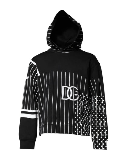 Black White Stripe Hooded Sweatshirt Sweater