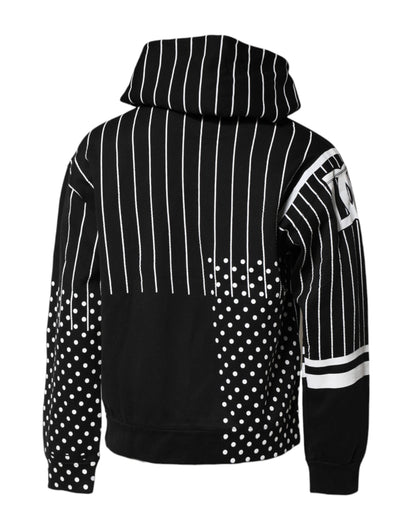 Black White Stripe Hooded Sweatshirt Sweater