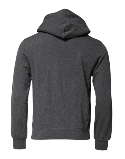 Gray Logo Patch Hooded Sweatshirt Sweater
