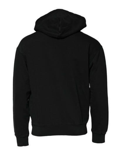 Black Logo Full Zip Hooded Men Sweatshirt Sweater