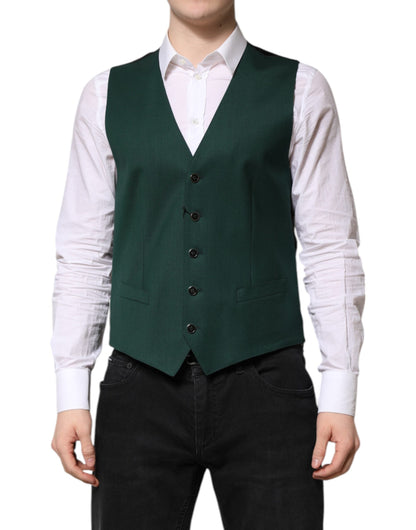 Green Wool Dress Formal Men Waistcoat Vest