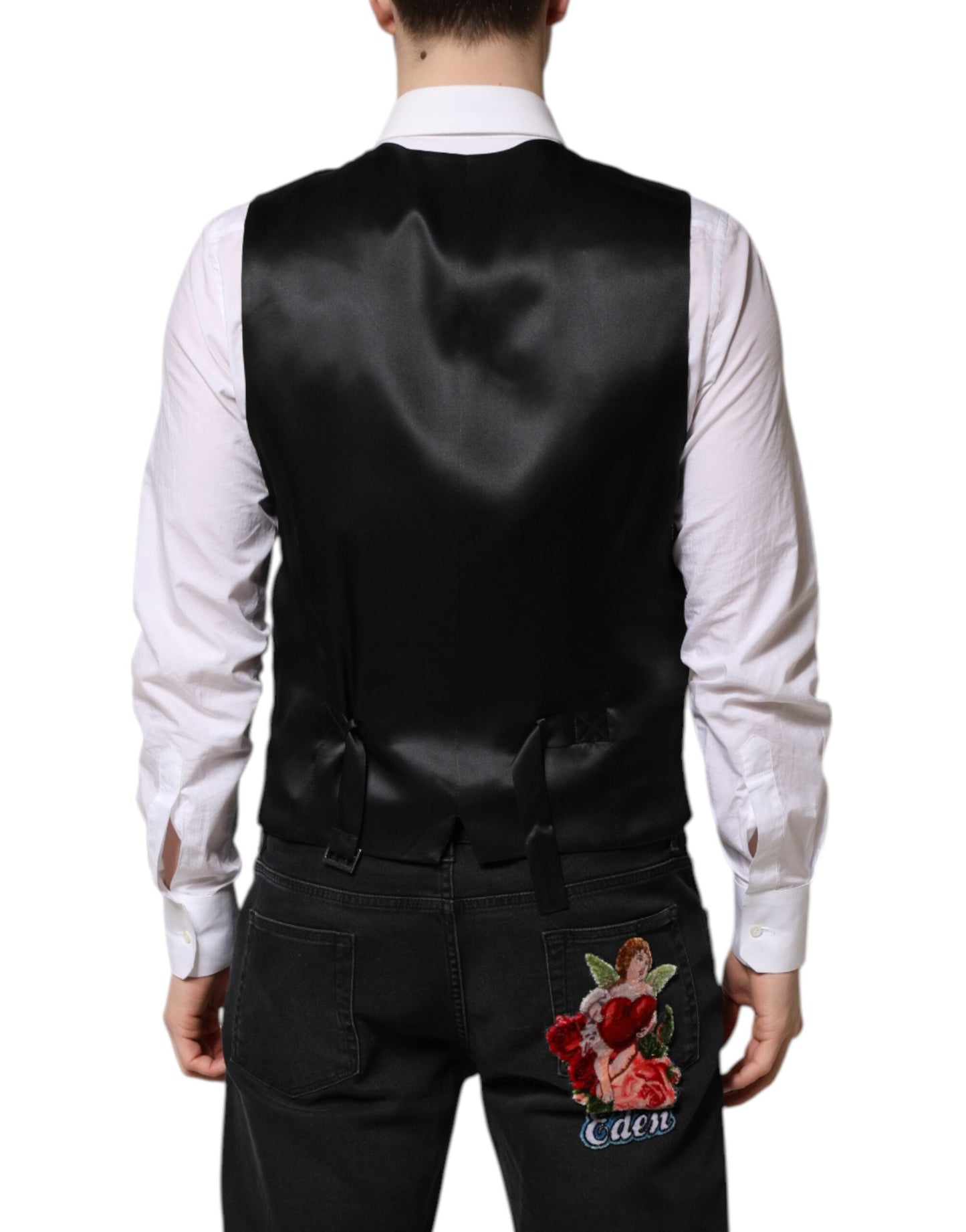 Black Lurex Dress Formal Men Waistcoat Vest