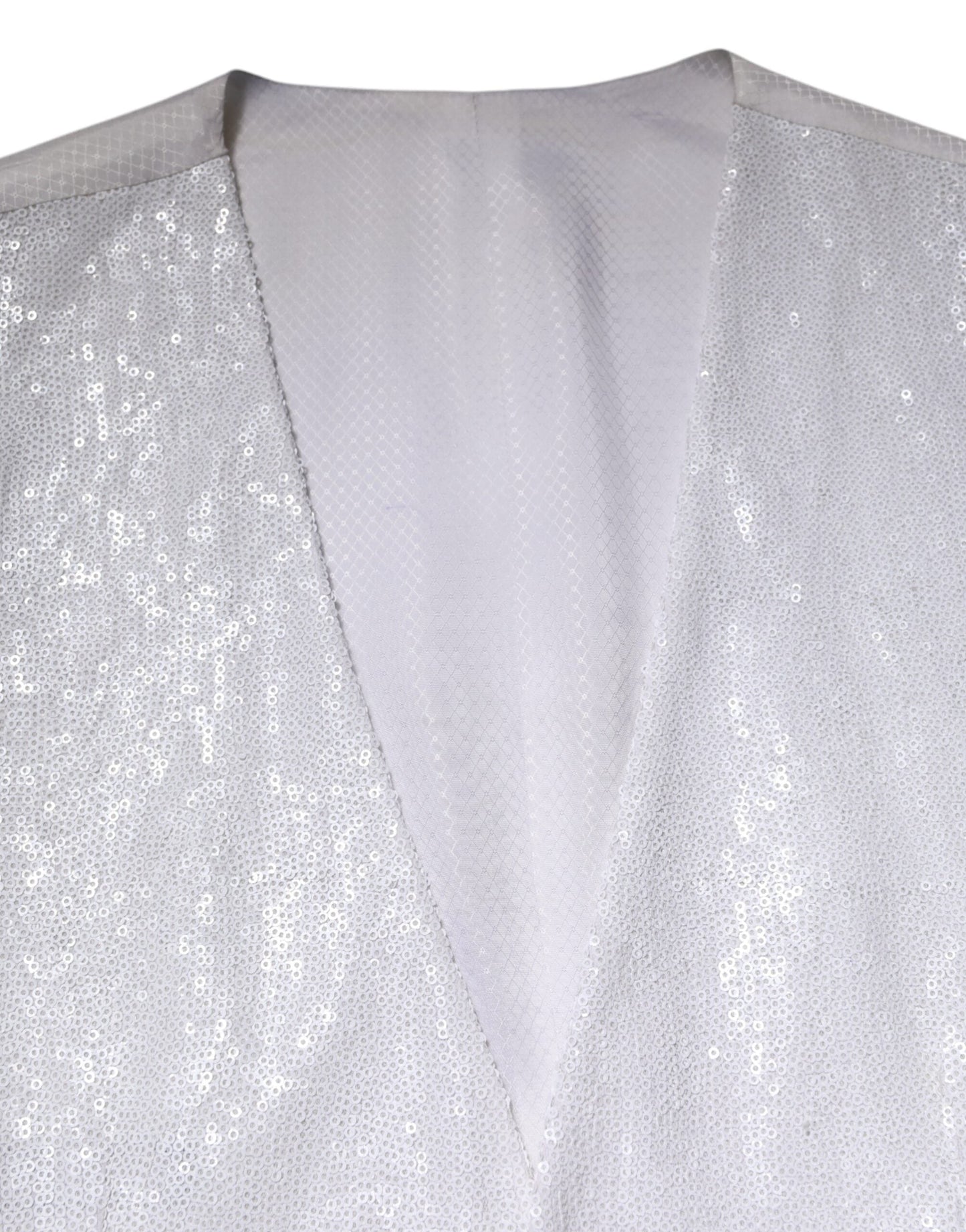 White Sequined Dress Formal Waistcoat Vest
