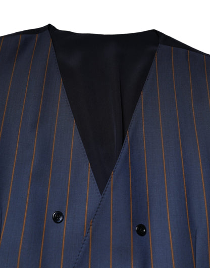 Blue Stripes Wool Formal Men Waistcoat Vest